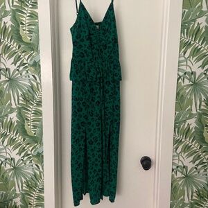 Suboo green leopard midi dress